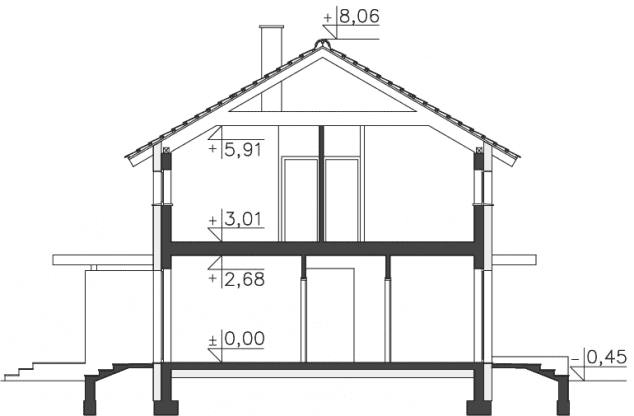 Rzut projektu Nikko (DCP264) - Przekrój