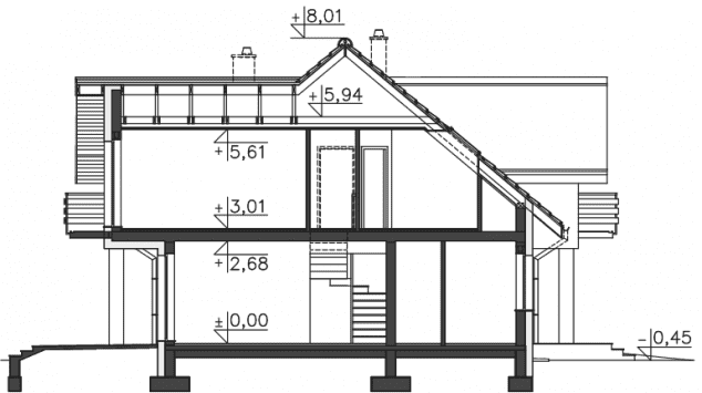 Rzut projektu Dayton (DCP261) - Przekrój