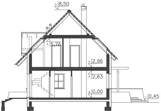 Rzut projektu Tacoma II (DCP240a) - Przekrój