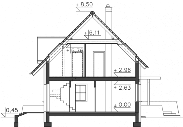 Rzut projektu Tacoma III (DCP240b) - Przekrój