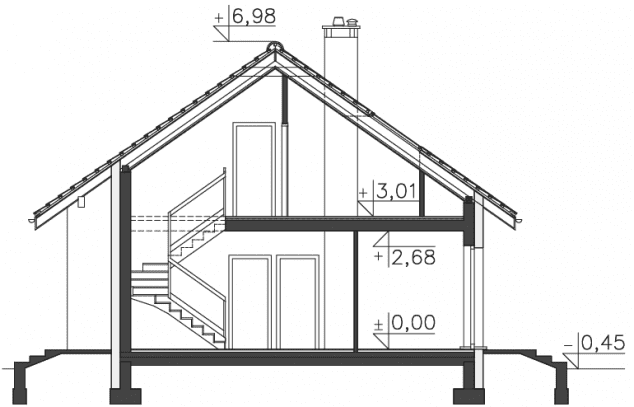 Rzut projektu Tivoli II (DCP305A) - Przekrój