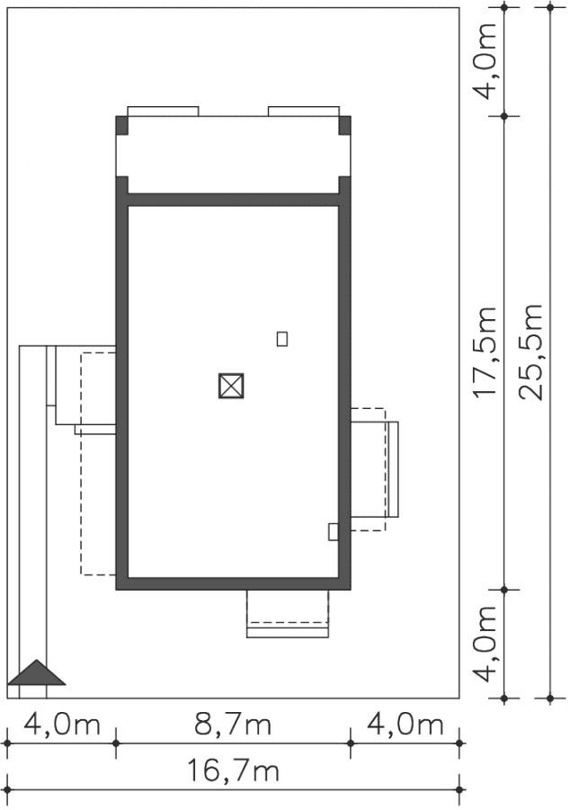 Rzut projektu Lancaster III (DCB104b) - Usytuowanie na działce