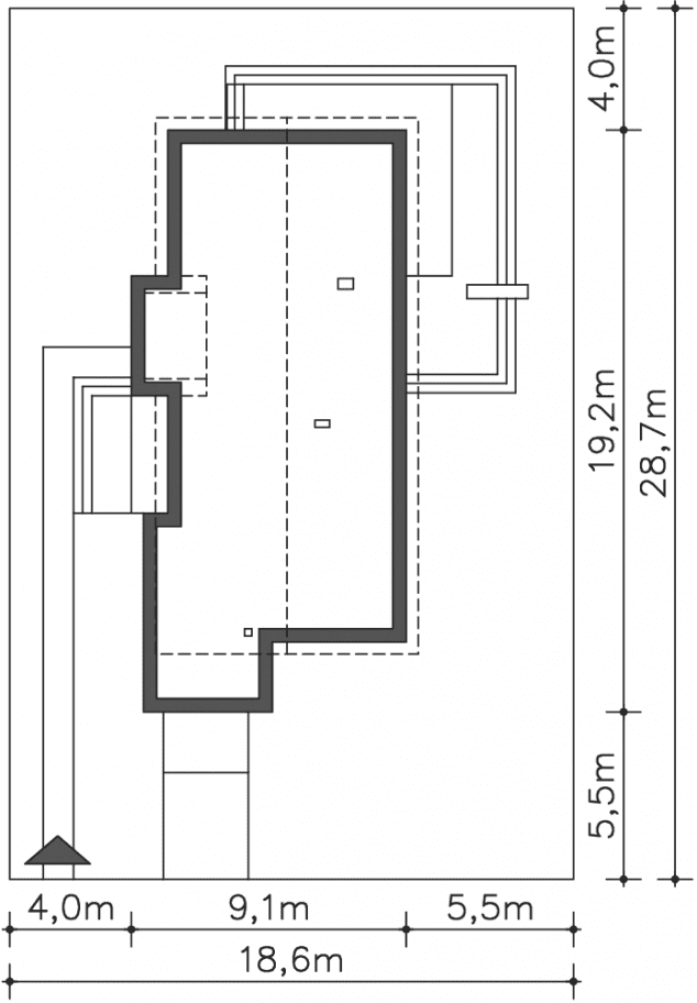 Rzut projektu Imperia III (DCP286B) - Usytuowanie na działce