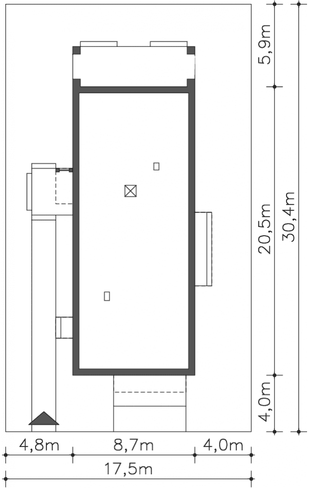 Rzut projektu Lancaster V (DCB104d) - Usytuowanie na działce