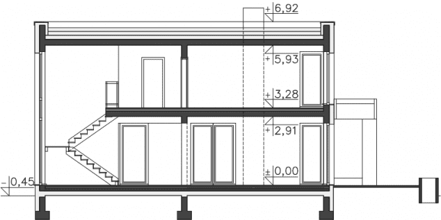 Rzut projektu Tarrafal (DCP372) - Przekrój