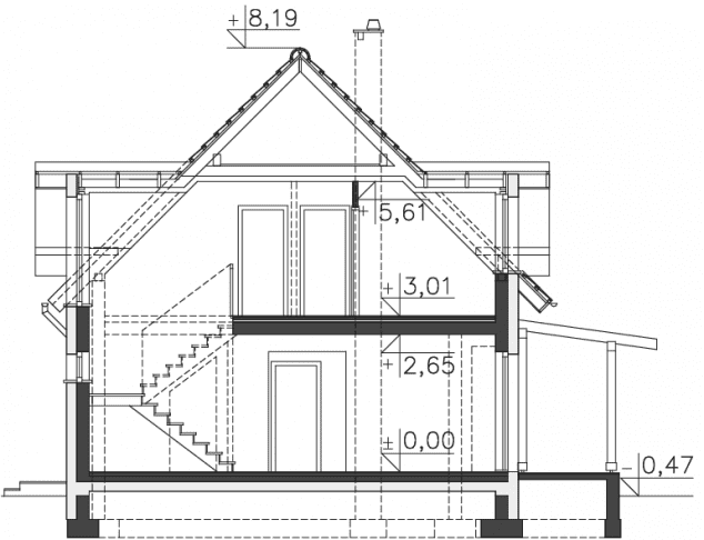 Rzut projektu Tokio VII (DCP190f) - Przekrój