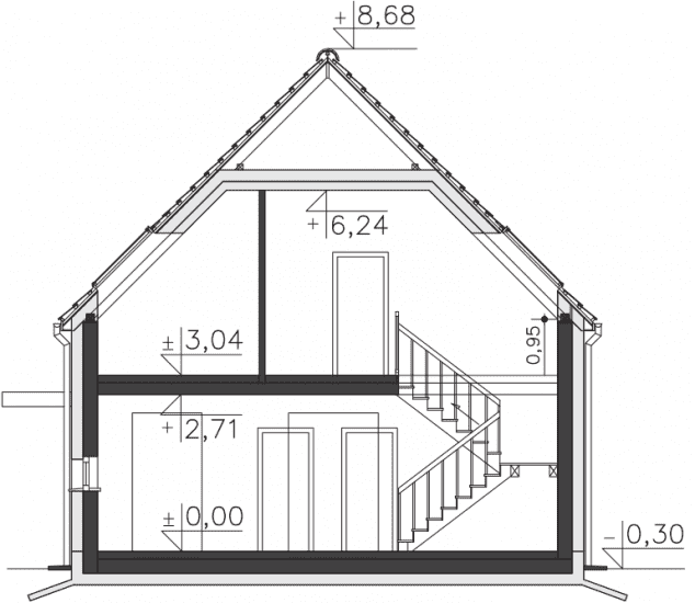 Rzut projektu Baia (DCP407) - Przekrój