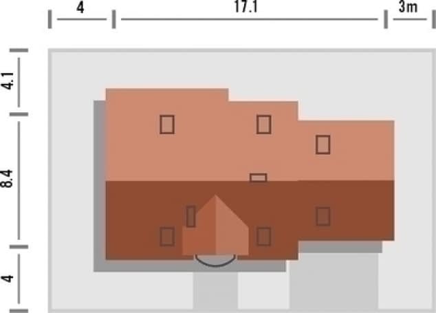 Rzut projektu Granat 2 2G z garażem dwustanowiskowym - Rzut na działce