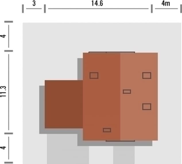Rzut projektu Grappa 2G z garażem dwustanowiskowym - Rzut na działce