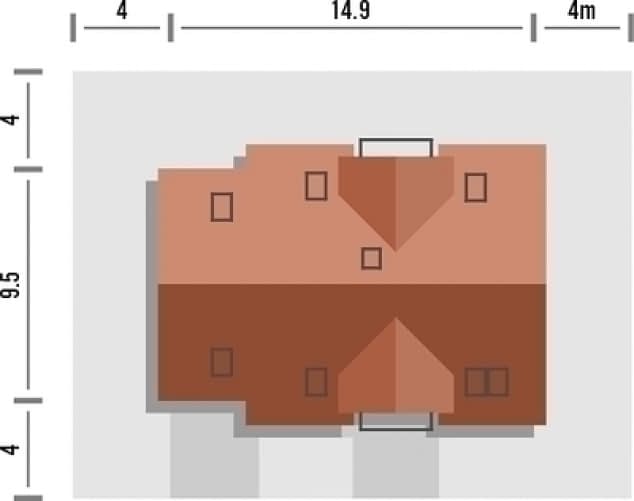 Rzut projektu Kasztan z garażem - Rzut na działce