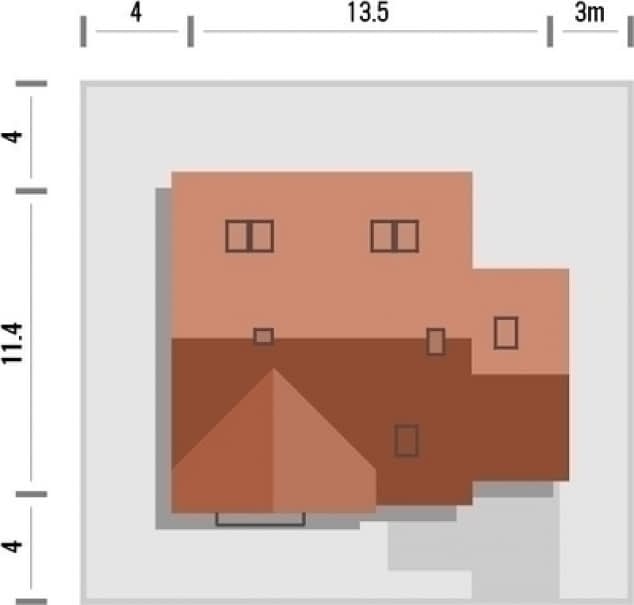 Rzut projektu Laguna 2 z garażem - Rzut na działce