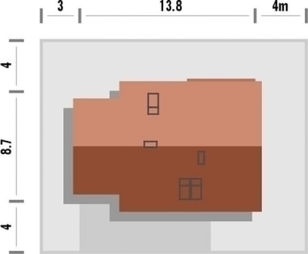Rzut projektu Melonik z garażem - Rzut na działce