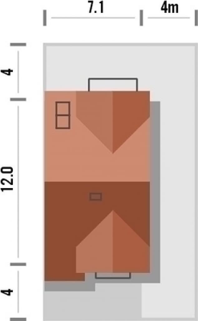 Rzut projektu Mieszko 1 - Rzut na działce