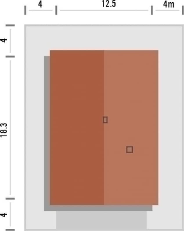 Rzut projektu Portofino z garażem dwustanowiskowym - Rzut na działce