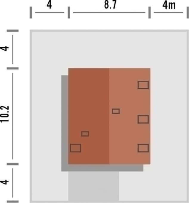 Rzut projektu Studio 19 - Rzut na działce