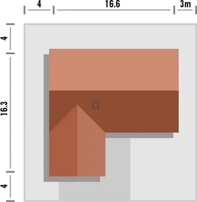 Rzut projektu Tartufo JU z garażem dwustanowiskowym - Rzut na działce