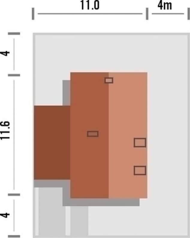 Rzut projektu Ultra 2 z garażem - Rzut na działce