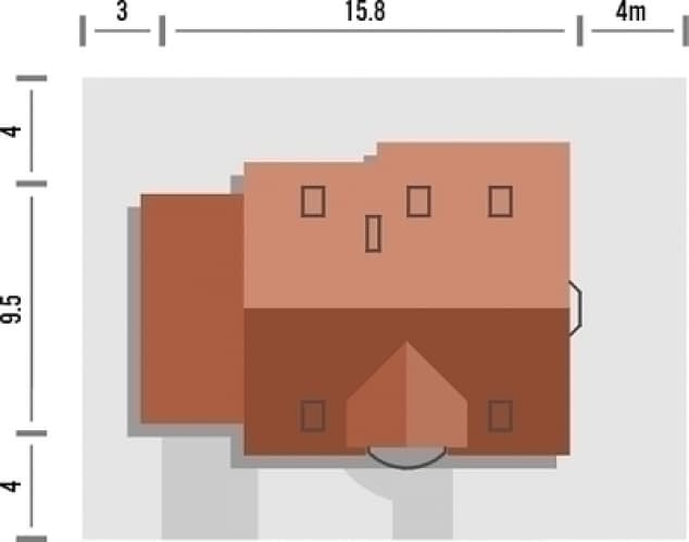 Rzut projektu Wicher z garażem - Rzut na działce