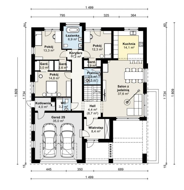 Rzut projektu APS 402 - Parter