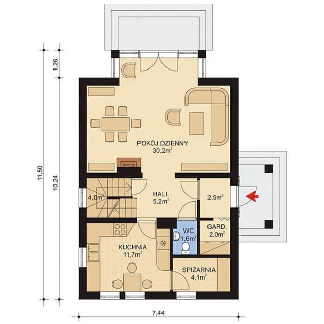 Rzut projektu APS 029 - Parter