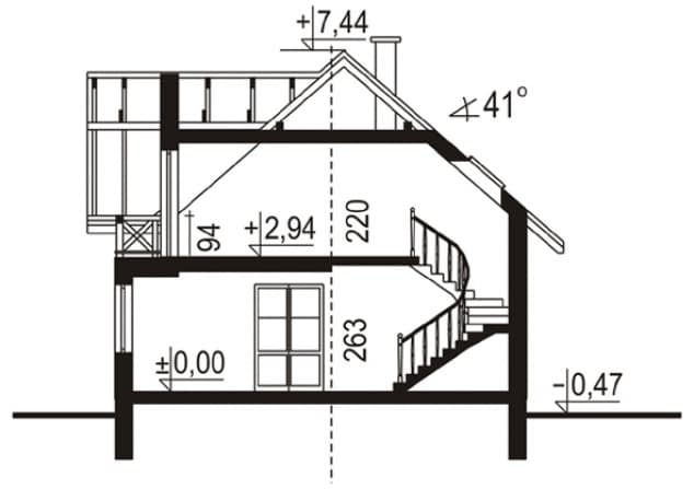 Rzut projektu WB-0080 - Przekrój