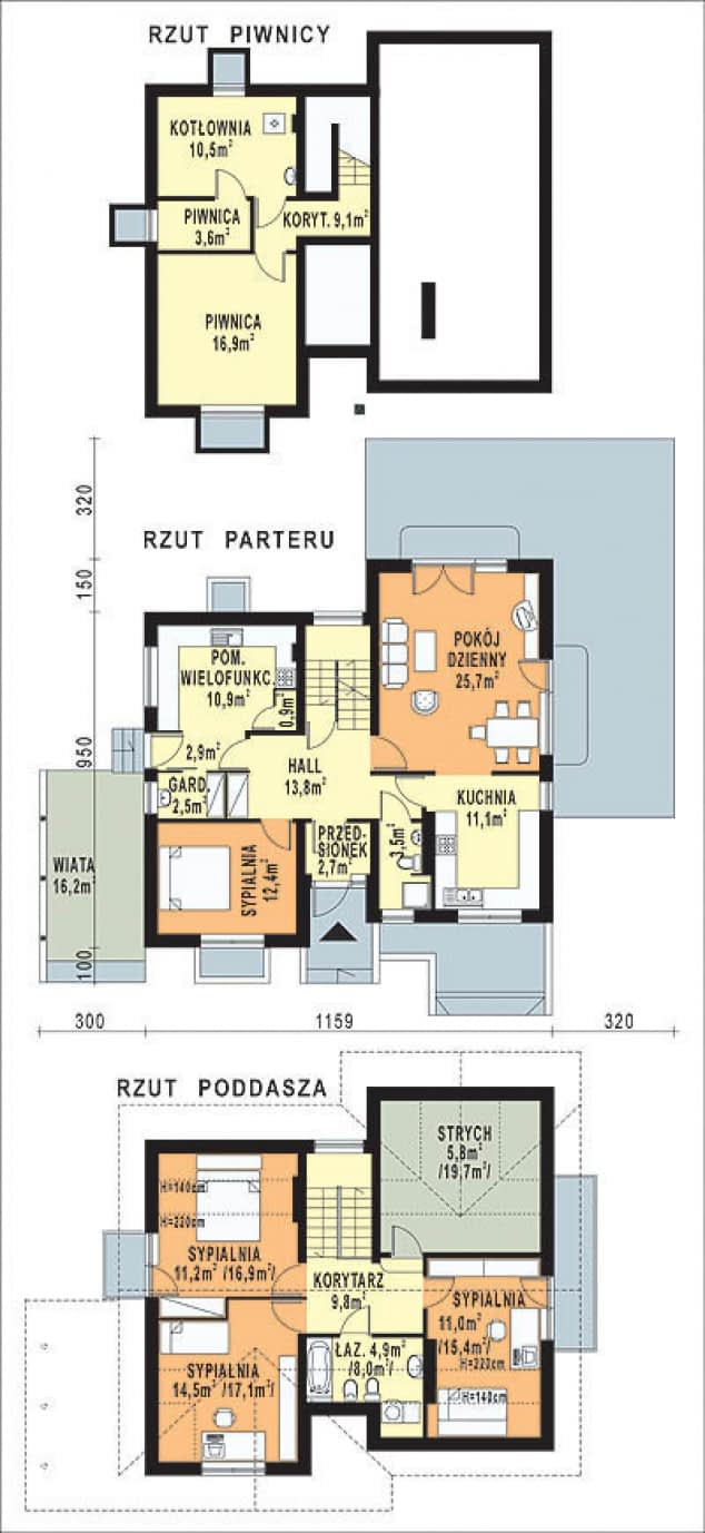 Rzut projektu WB-3327 - Parter