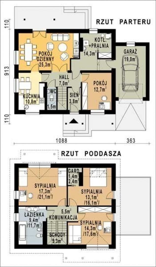 Rzut projektu WB-0033 - Parter