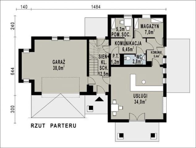 Rzut projektu WB-0027 - Parter