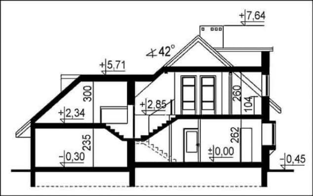 Rzut projektu WB-0032 - Przekrój