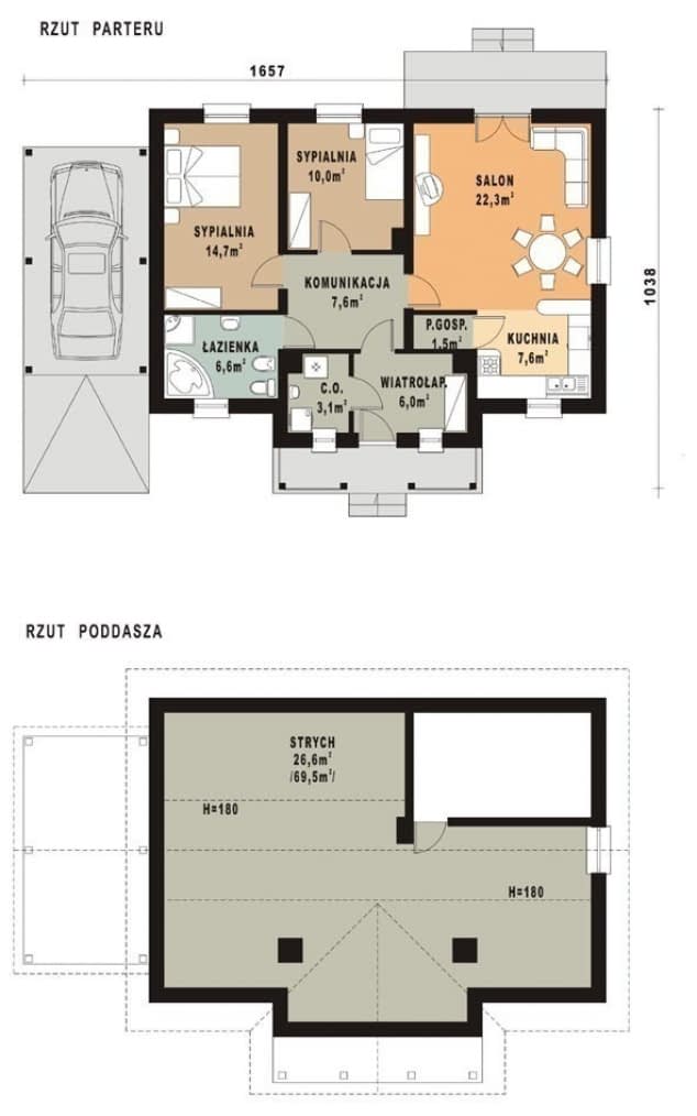 Rzut projektu WB-0058 - Parter