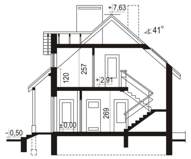 Rzut projektu WB-0087 - Przekrój