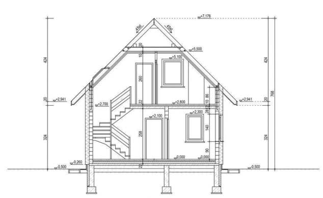 Rzut projektu domek Jesienny ET (005 ET) - Przekrój