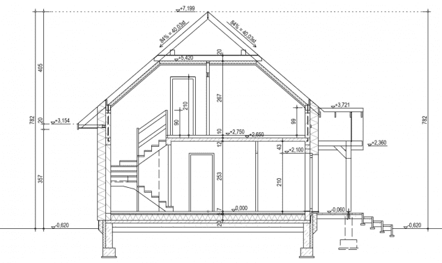 Rzut projektu domek na Wierzbowej (021 ET) - Przekrój
