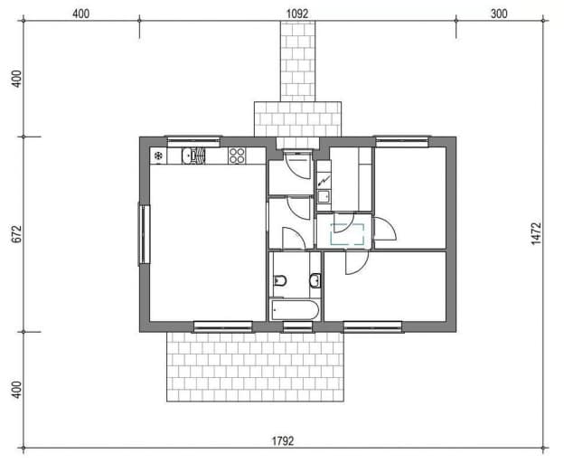 Rzut projektu domek na Miodowej 57-35 (003 ES 57-35) - Usytuowanie na działce