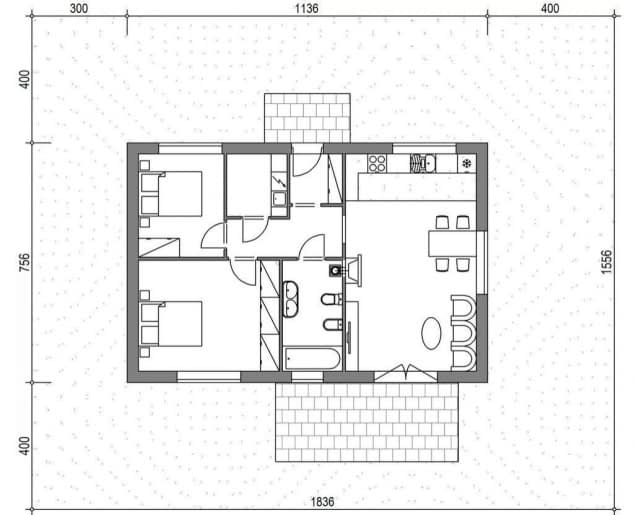 Rzut projektu Domek na Miodowej 70 (003 ES_M) - Usytuowanie na działce