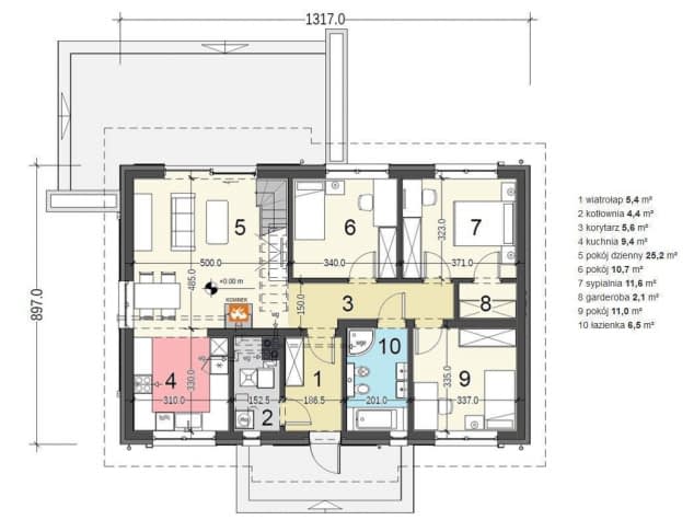 Rzut projektu Terrier 7 bez garażu - Rzut parteru