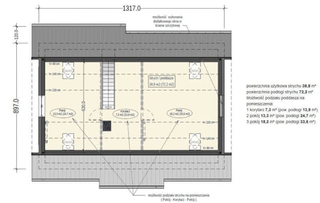 Rzut projektu Terrier 7 bez garażu - Rzut poddasza