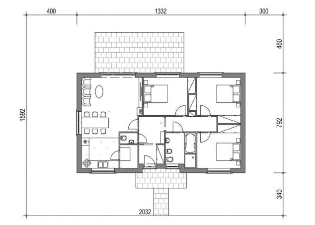 Rzut projektu domek na Piastowskiej 20-04 (002 ES 20-04) - Usytuowanie na działce