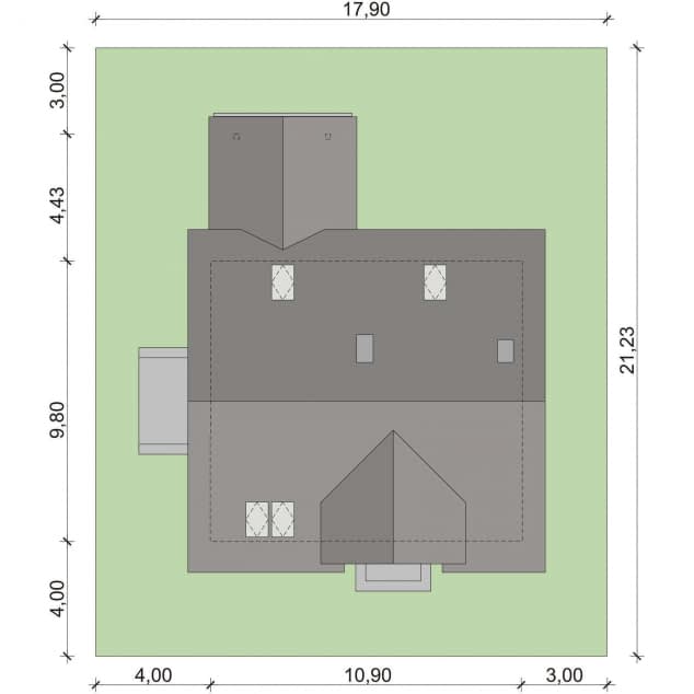 Rzut projektu August 3 PS - Plan i przekrój (wersja podstawowa)