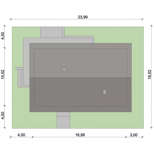 Rzut projektu Domena 105 A - Plan i przekrój (wersja podstawowa)