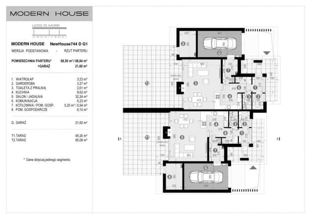 Rzut projektu NewHouse 744 D G1 - Rzut parteru