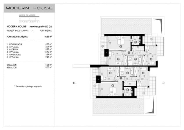 Rzut projektu NewHouse 744 D G1 - Rzut piętra