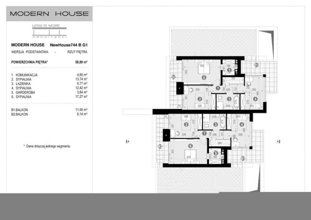 Rzut projektu NewHouse 744 B G1 - Rzut piętra