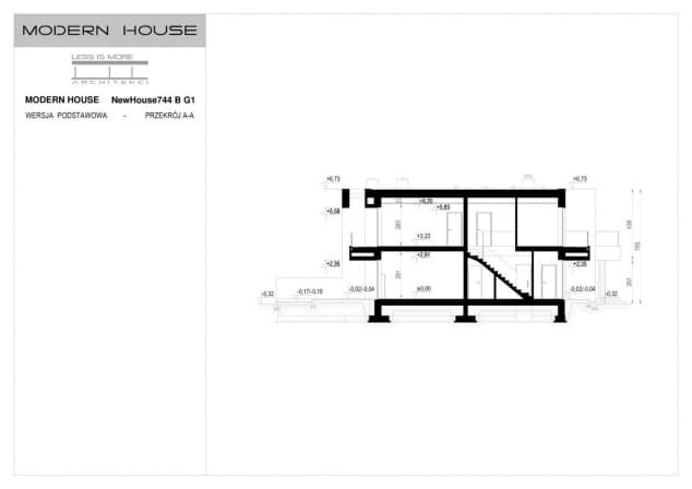 Rzut projektu NewHouse 744 B G1 - Przekrój