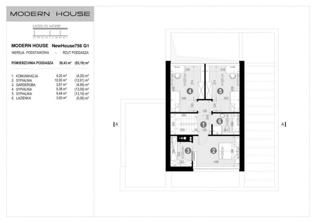 Rzut projektu NewHouse 756 G1 - Rzut poddasza