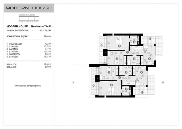 Rzut projektu NewHouse 744 D - Rzut piętra
