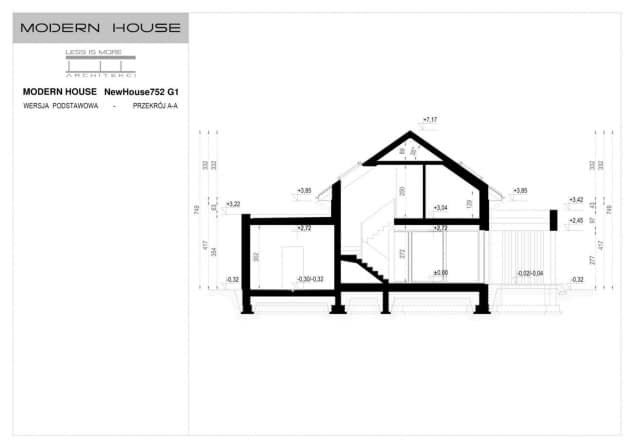 Rzut projektu NewHouse 752 G1 - Przekrój