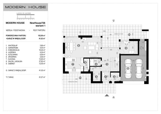 Rzut projektu NewHouse 726 w1 - Rzut parteru