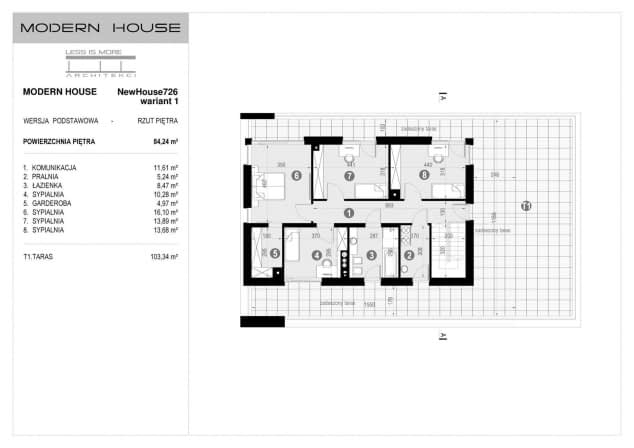 Rzut projektu NewHouse 726 w1 - Rzut piętra