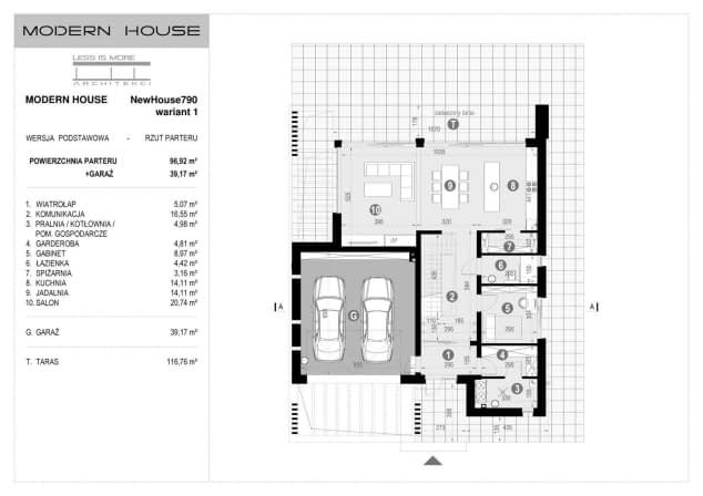 Rzut projektu NewHouse 790 w1 - Rzut parteru